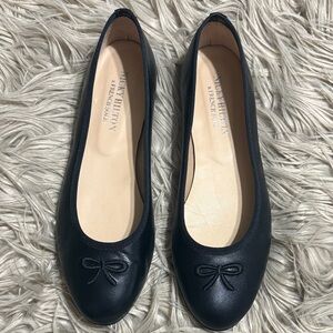 Navy Ballet Flats with Bow by French sole